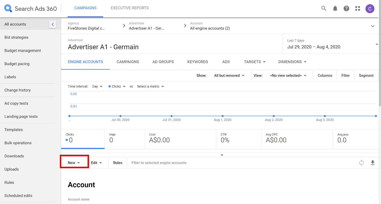 Transitioning from Google Ads to Search Ads 360 - screenshot of SA360