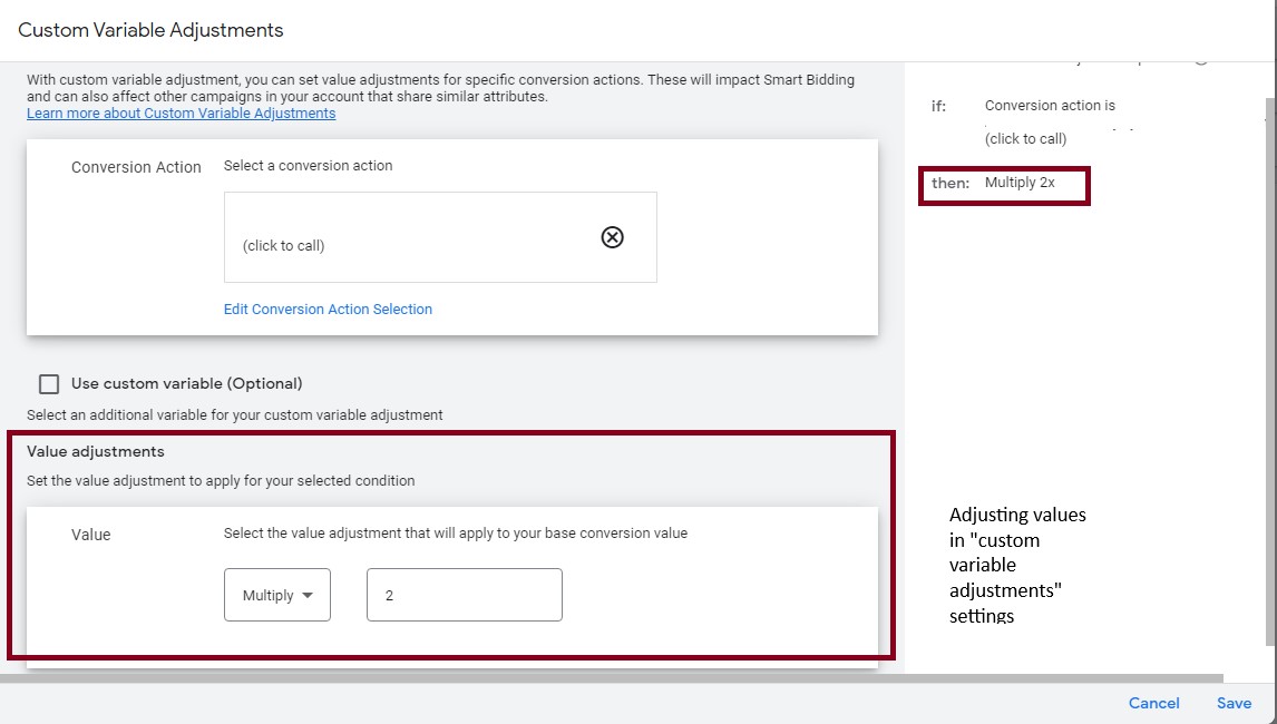 custom variable adjustment setting 93