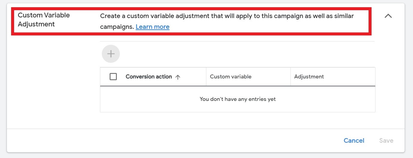 screenshot of cutom variable adjustment 92