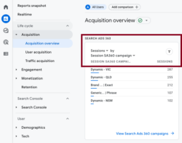 SA360 in GA4 acquisition overview report 4 SA360 in GA4 acquisition overview report 4